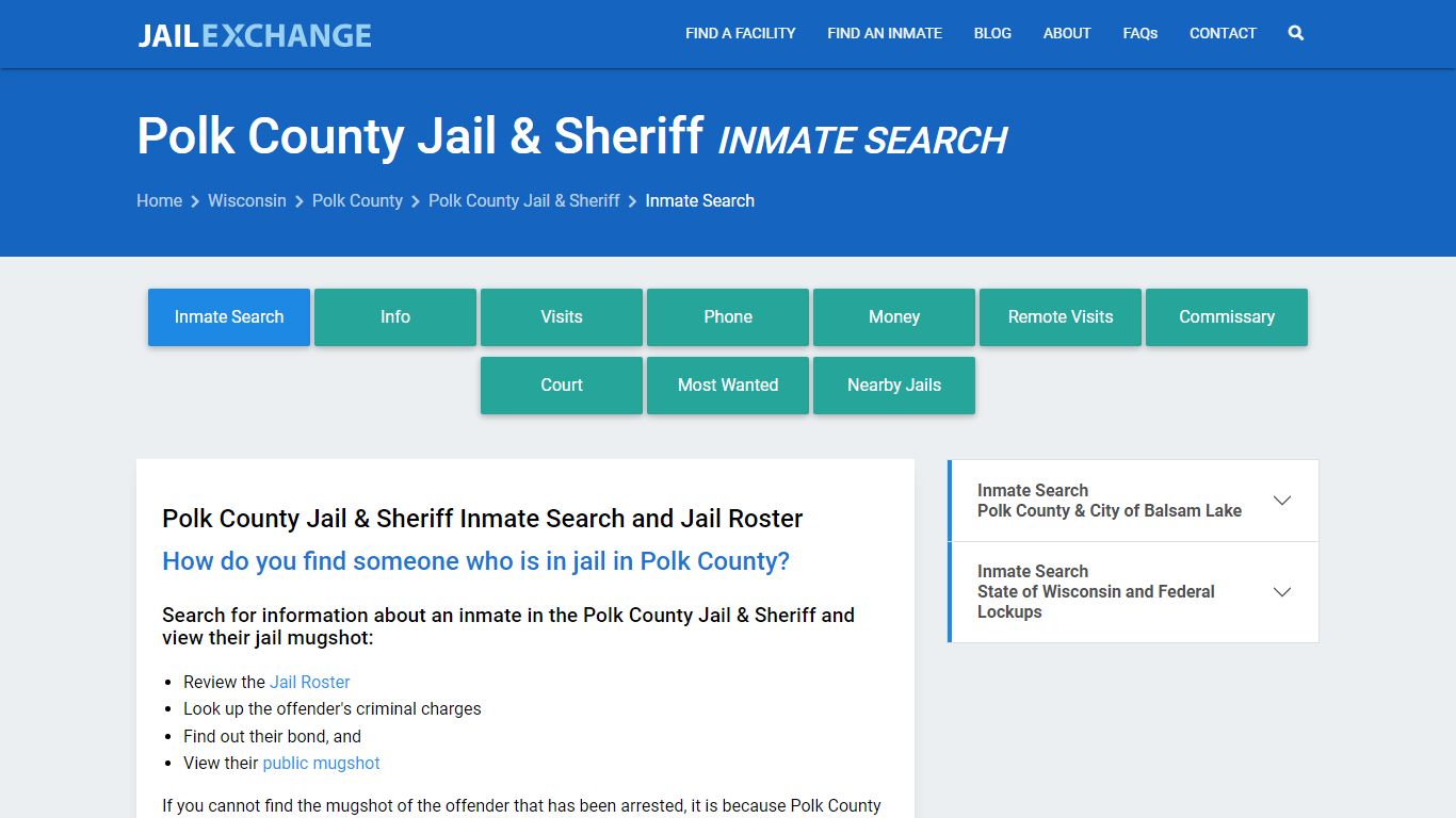 Inmate Search: Roster & Mugshots - Polk County Jail & Sheriff, WI